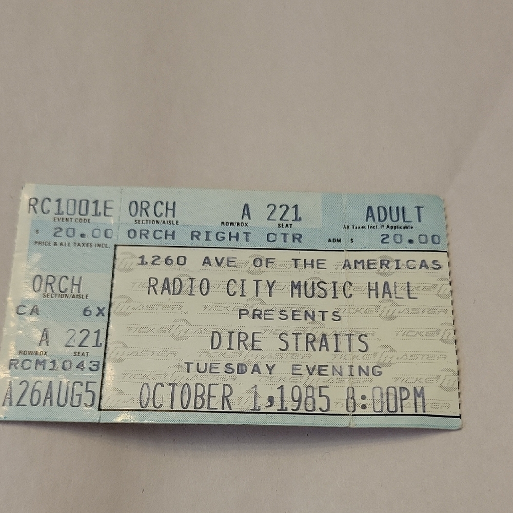 Dire Straits Concert Ticket - Radio City Music Hall